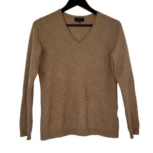 Charter Club Cashmere Luxury V-Neck‎ Sweater Women's Medium Tan Brown